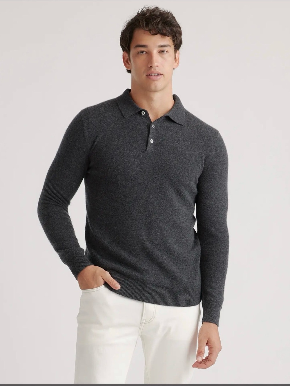 Quince Mongolian Cashmere Polo Sweater